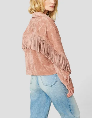 Vista 3 de [BLANKNYC] Ropa de lujo para mujer, chaqueta de camisa con flecos de gamuza sintética, abrigo cómodo y elegante