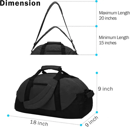 Vista 2 de BuyAgain Bolsa de lona de 18 pulgadas, bolsa deportiva de viaje para gimnasio con asa superior para hombres o mujeres