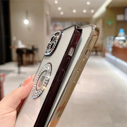 Vista 4 de Casechics - Funda compatible con iPhone 11, Diamend Rhinostone, color negro