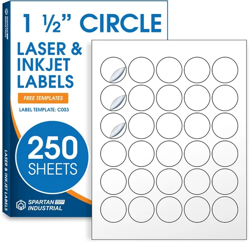 Vista 20 de Etiquetas circulares de 0.75" para láser y inyección de tinta, Spartan