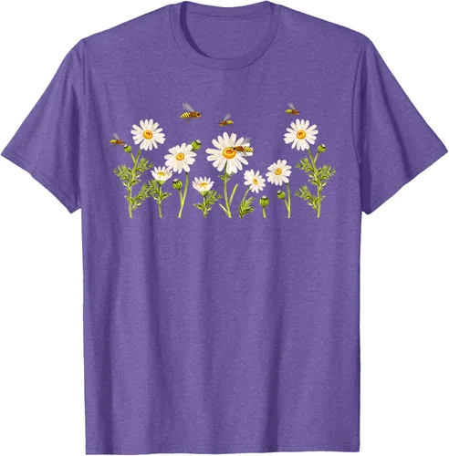 Vista 6 de Marguerites Daisy - Camiseta de verano con margaritas de jardín de flores, Negro, S