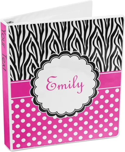 Vista 4 de Carpeta personalizada de 3 anillas con estampado de cebra y lunares, 1 pulgada