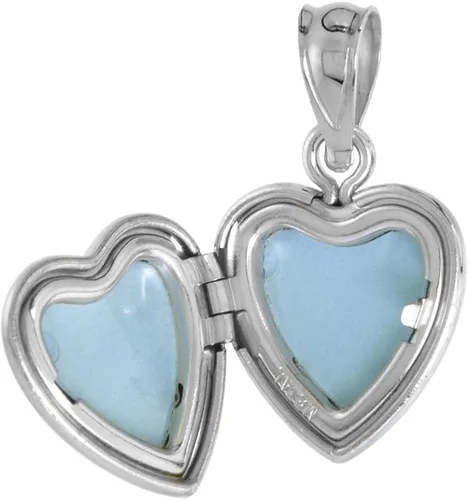 Vista 3 de Collar con medallón de corazón de plata de ley de 12 pulgada para mujer de 16 a 20 pulgadas, Plata esterlina, diamante blanco