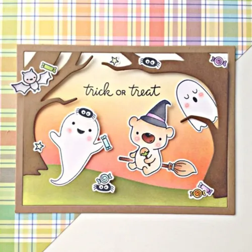 Vista 7 de Tumbas y fantasmas de Halloween troquelados para hacer tarjetas, troqueles de corte de metal, troqueles de papel para álbumes de recortes