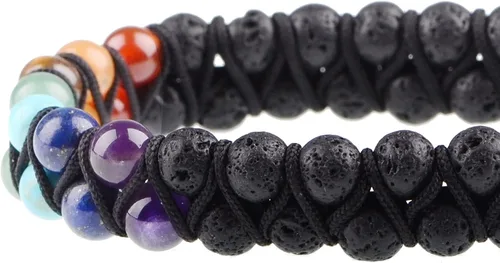 Vista 4 de MASSIVE BEADS Natural Chakra Healing Power Crystals Macrame Bracelet Yoga Double Layer Stone Beads Gemstone Meditation Relax Anxiety Bangle for