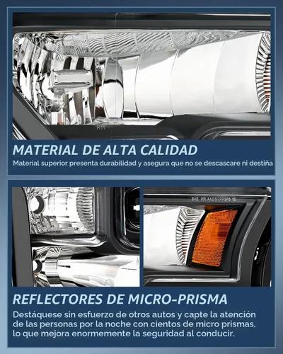 Vista 7 de Nilight Conjunto de faros delanteros compatible con Ford F-150 2015 2016 2017 de repuesto, carcasa negra, reflector ámbar, lente transparente