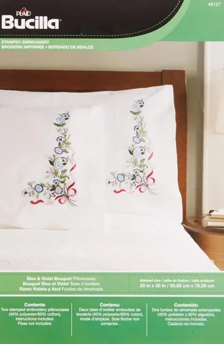Vista 15 de Bucilla Par de fundas para almohada bordadas, 20 x 30 pulgadas, 45076 Mariposas en vuelo