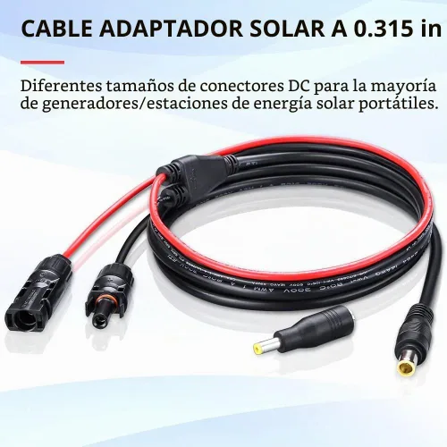 Vista 7 de ELECTOP Conector de panel solar a cable adaptador de CC de 0.315 in, enchufe de alimentación de CC de 6 pies con convertidor de 0.217 x 0.098 in