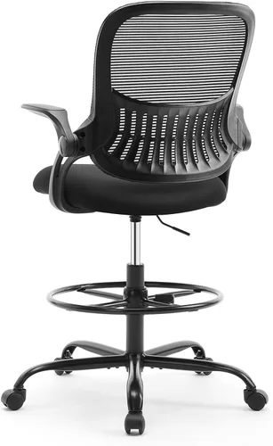 Vista 8 de Sweetcrispy Silla Alta de Escritorio de Dibujo - Taburete Alto Ergonómico para Computadora con Altura Ajustable y Cómodo Soporte Lumbar, Mostrador