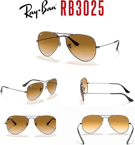 Vista 19 de Ray-Ban RB3025 - Lentes de sol de aviador de metal para hombre y mujer + paquete con kit de cuidado de gafas iWear de diseñador