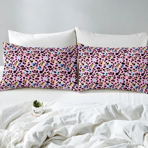 Vista 7 de Erosebridal Juego de sábanas para niñas, color rosa, con estampado de animales, tamaño individual, para niños, adolescentes, coloridas sábanas