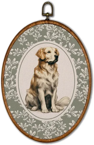 Vista 10 de KSDUT Arte de pared ovalado de perro pastor australiano floral retro de 8.6