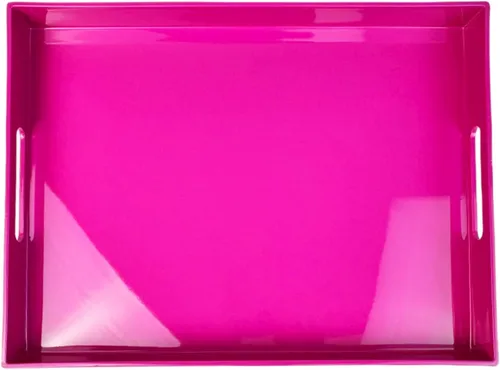 Vista 16 de Bandeja decorativa azul para mesa de café, bandeja de servir redonda de plástico con cuentas para encimera de cocina, otomana, sala de estar, (13")