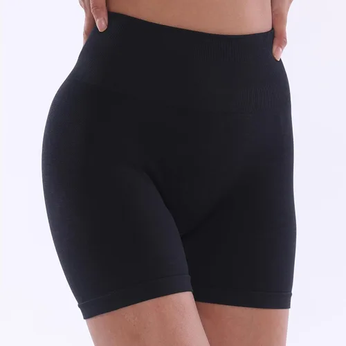 Vista 4 de DEJAVE Pantalones cortos de entrenamiento para mujer, cintura alta, levantamiento de glúteos, sin costuras, para ciclismo, gimnasio, yoga
