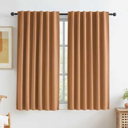 Vista 16 de KEQIAOSUOCAI - Cortinas opacas naturales de 108 pulgadas de largo, cortinas modernas con pestaña trasera, paneles plisados para sistema de cortina