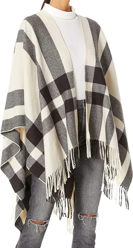 Vista 4 de Moss Rose Chal de viaje para mujer poncho frontal abierto capa para otoño e invierno