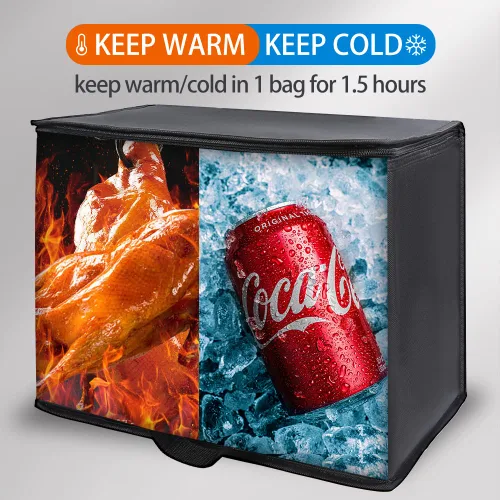 Vista 3 de Bolsa térmica, suave y aislada, bolsa de alimentos plegable para entrega de alimentos, portátil, color negro, paquete de 4, tamaño L Soft Cooler