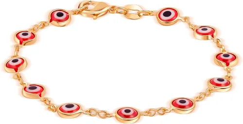 Vista 6 de Barzel Pulsera de mal de ojo multicolor chapada en oro de 18 quilates para mujer, fabricada en Brasil Arcoíris