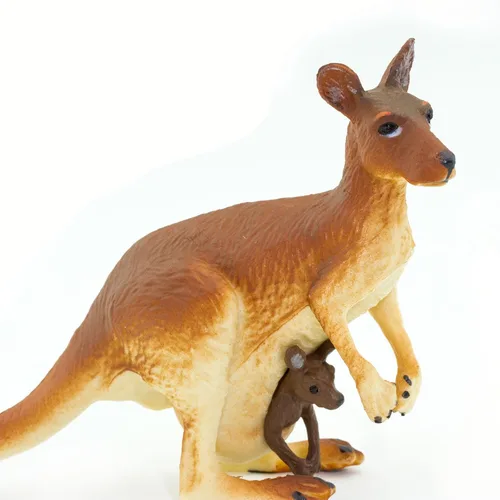 Vista 6 de Safari Ltd. Figura de canguro con bebé, juguete realista pintado a mano de 4 pulgadas, compañero educativo para niños, niñas y niños a partir de 3