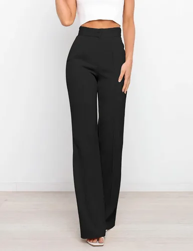 Vista 4 de Women's High Waist Casual Wide Leg Pants, Button Dress Pants for Women, Work Pants with Pockets for Women Office.