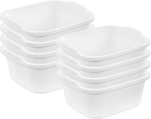 Vista 10 de Sterilite 06478008 - Sartén de cocina de plástico multiusos reforzado y duradero de 12 cuartos de galón con asas moldeadas, color blanco