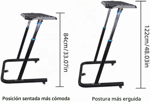 Vista 2 de ThinkRider Escritorio ajustable para bicicleta – Carrito de computadora portátil con ruedas para bicicleta o entrenador estacionario – Ejercicio