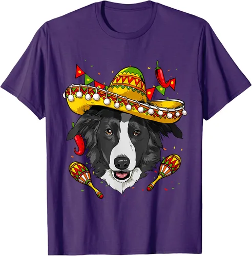 Vista 22 de Cinco de Mayo Border Collie Hombres Mujeres Niños Sombrero Camiseta Negro