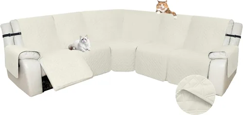 Vista 10 de Arfntevss Fundas de sofá reclinable seccional para sofá reclinable de esquina seccional para perro, lavables, en forma de L, juego de 7 piezas