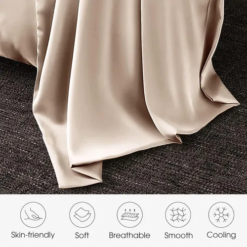 Vista 3 de Juego de 2 fundas de almohada 100% seda de morera tamaño estándar para cabello y piel, juego de 2 seda 6A, suave, transpirable, refrescante