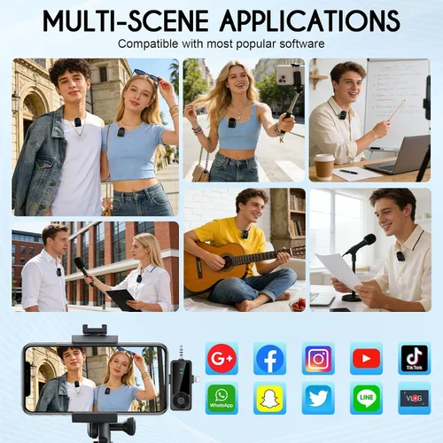 Vista 7 de Mini micrófono inalámbrico para iPhone/Android/cámara, reducción de Negro