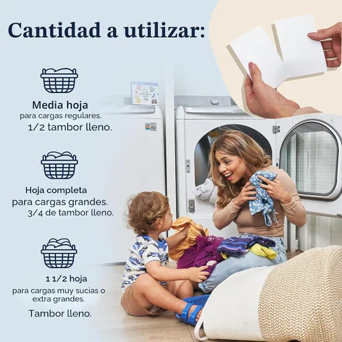 Vista 8 de Miss Mouth's Messy Eater Hojas de Detergente para Lavandería - 60 Cargas Hojas de Detergente Amigables para Viajes - Hipoalergénicas, Seguras