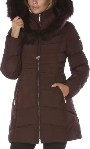 Vista 4 de LAUNDRY BY SHELLI SEGAL Chaqueta acolchada con capucha 34 para mujer con ribete de piel sintética