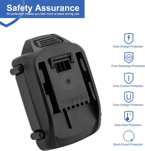 Vista 5 de Exmate Batería de repuesto de iones de litio de 18V 2.5Ah para Worx WA3512 WA3511 WA3512.1 WA3523 WG151 WG151E WU287 WU381 WX163 Batería