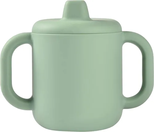 Vista 9 de BEABA - Vaso de entrenamiento de silicona, suave e irrompible, tapa a prueba de fugas, asas anchas ergonómicas, 5.5 onzas (lluvia)