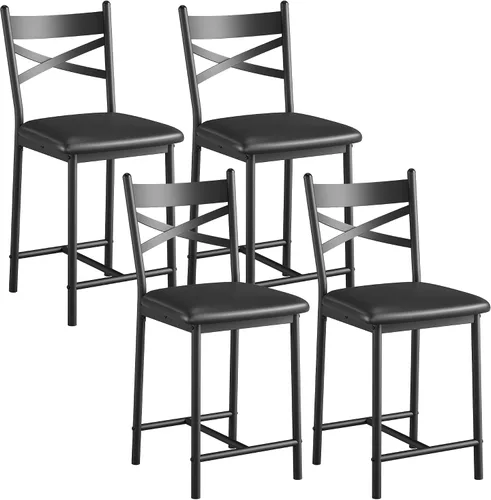 Vista 8 de IDEALHOUSE Taburetes de bar de altura de mostrador de 26 pulgadas, taburetes altos modernos con respaldo, patas de metal y reposapiés, sillas de bar