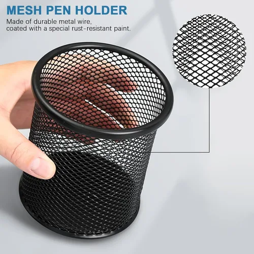 Vista 5 de SAYEEC Soporte para bolígrafo para escritorio, de malla de alambre, portavasos, soporte de metal para brochas de maquillaje, organizador