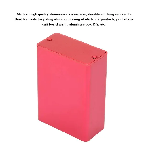 Vista 5 de Caja de circuito, caja de refrigeración de aluminio para instrumentos de bricolaje, caja de recinto de proyectos electrónicos, color rojo esmerilado