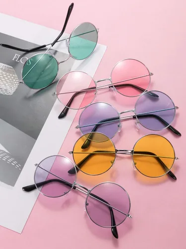 Vista 7 de Blulu 10 pares de gafas de sol John Hippie retro redondas estilo 60 gafas de sol circulares para hombres y mujeres disfraces fiestas regalos
