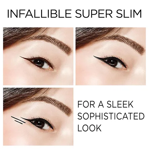 Vista 7 de Lápiz de ojos The Super Slim Eyeliner Infallible, negro, 0.034 oz, de la marca L'Oreal Paris, Negro