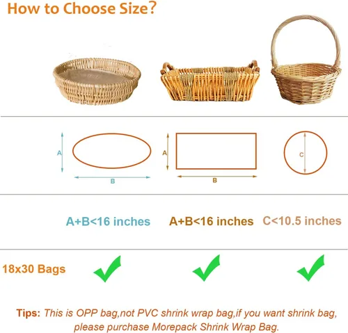 Vista 5 de Morepack Bolsas de celofán de 18 x 30 pulgadas para cestas de regalo, bolsas de cestas de celofán transparente, 10