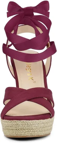 Vista 2 de Allegra K Sandalias de cuña con cordones para mujer