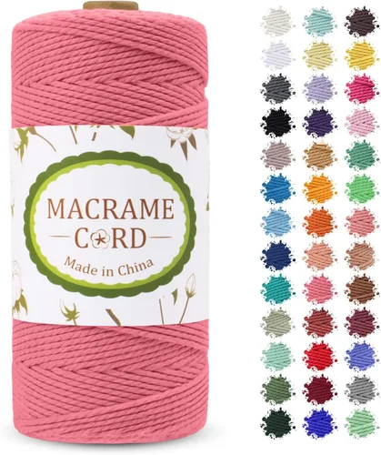 Vista 9 de Cordón de macramé de 0.079 pulgadas, hilo de cuerda de macramé de color de 0.07 pulgadas x 219 yardas, cuerda de algodón natural, 3 hebras para Aqua