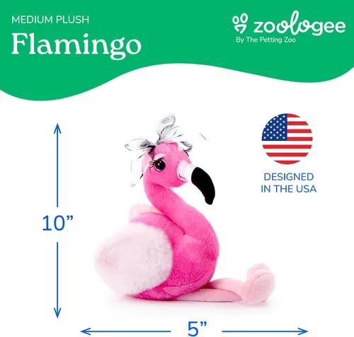 Vista 3 de The Petting Zoo, Lash'z - Peluche de flamenco, regalos para niñas, juguete de peluche de flamenco de 14 pulgadas