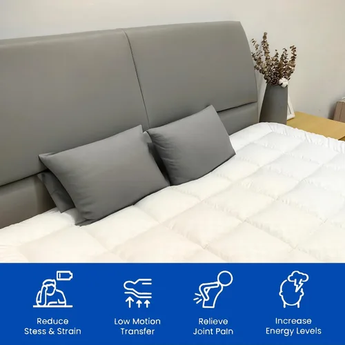 Vista 4 de Treaton, Protector acolchado para colchón, protector elástico ajustable, funda que se estira hasta 18 pulgadas de profundidad, lavable a máquina
