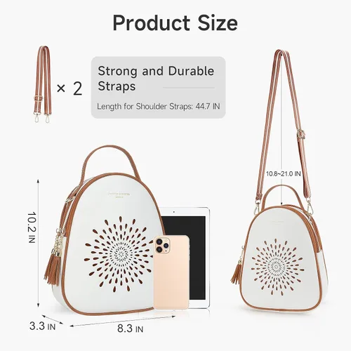 Vista 14 de T1953 Mochila para mujer, de piel sintética, para regalo para niñas y mujeres