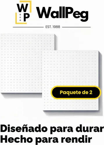 Vista 2 de WallPeg Kit de tablero de clavijas de plástico de 24 x 24 pulgadas (2, blanco)