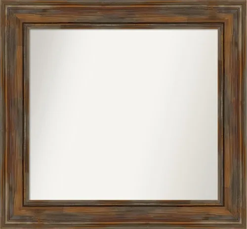 Vista 212 de Amanti Art Espejo de baño marrón para sobre fregadero, 26 x 26 pulgadas, espejo de tocador cuadrado marrón rústico Alexandria, marco de madera
