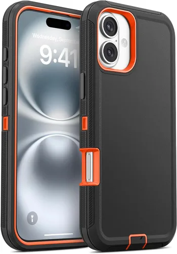 Vista 63 de Jelanry - Funda para iPhone 15 5G, protección resistente, resistente, color negro Dropproof & Dual-Layer Protective Back Cover with Port Anti