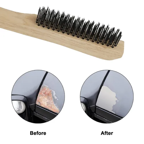 Vista 4 de VASTOOLS Paquete de 6 cepillos de alambre para limpiar escoria de soldadura, óxido y polvo. Cepillo de acero al carbono resistente de 10 pulgadas