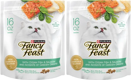 Vista 18 de Purina Fancy Feast - Alimento seco para gatos con pescado y salmón del océano (paquete de 4) bolsas de 16 onzas